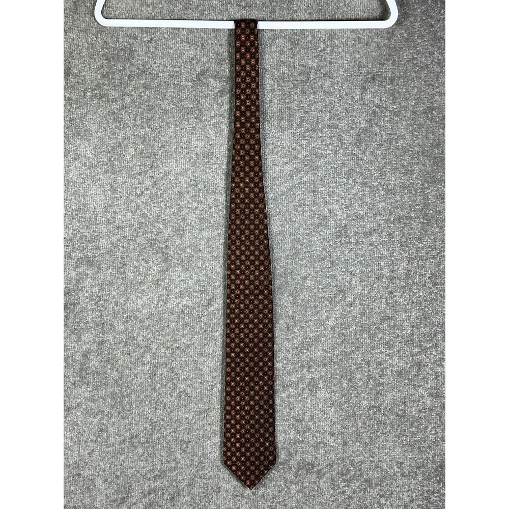 Brooks Brothers Makers And Merchants SILK Tie Brown Orange‎ Square Geometric